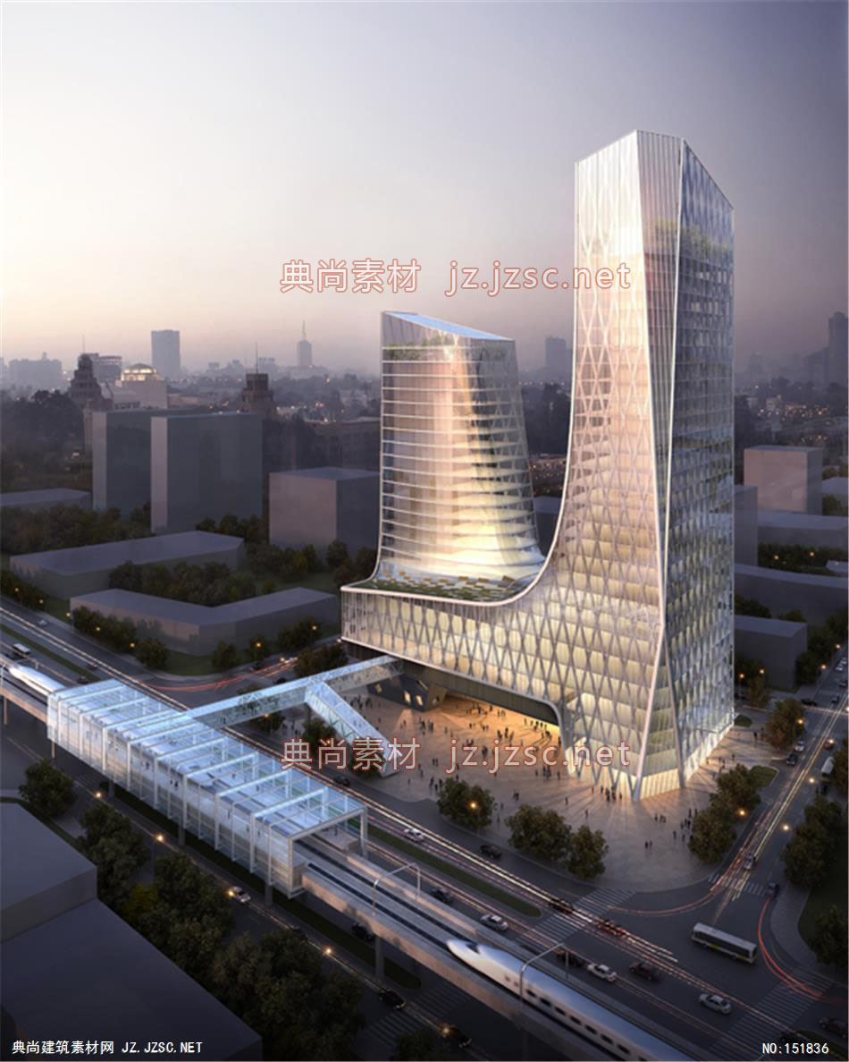 武汉广东中心高层办公效果图+交通及医疗建筑效果图