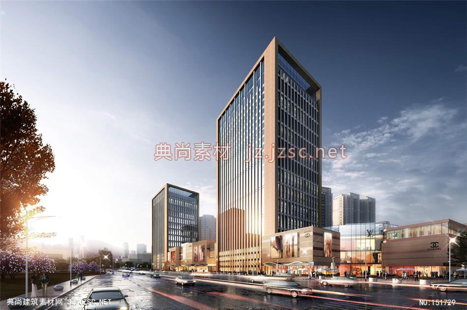 北京门头沟项目 商业建筑效果图 商业效果图