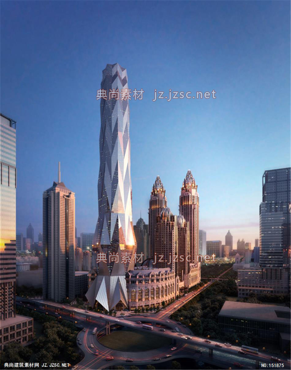 武汉某综合体02高层办公效果图+交通及医疗建筑效果图