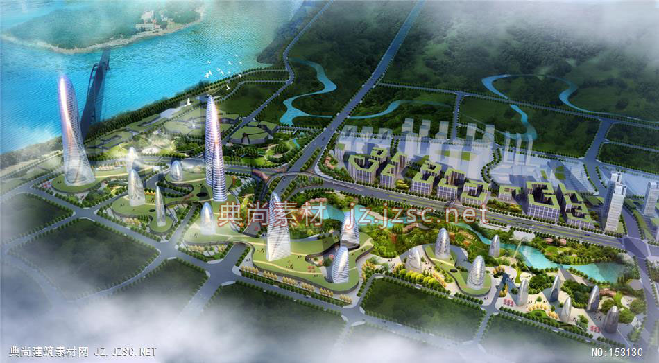 茶园新区通江大道城市设计（竞标）05-规划效果图设计+文化建筑效果图
