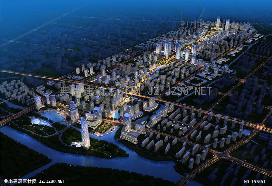 12-42(规划）宝麦蓝-城市规划eril-02鸟瞰夜景-sy-cwf01 建筑效果图