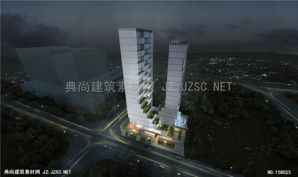 1301-39(综合体)MO-大理项目鸟瞰夜景-lzh-cwf 建筑效果图