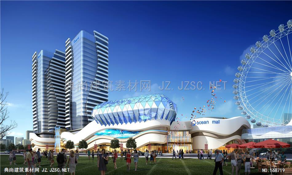 商业街效果图商务中心商业建筑JZ-035-12-著名设计公司最新建筑效果图素材建筑图片