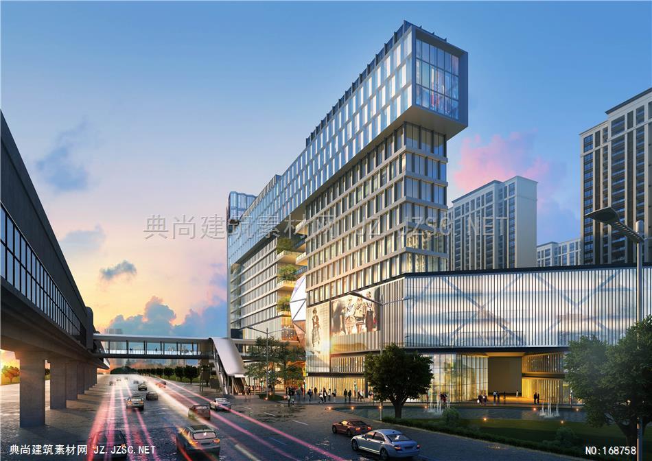 商业街规划商业中心CBD鸟瞰规划效果图JZ-035-34-著名设计公司最新建筑效果图素材建筑图片