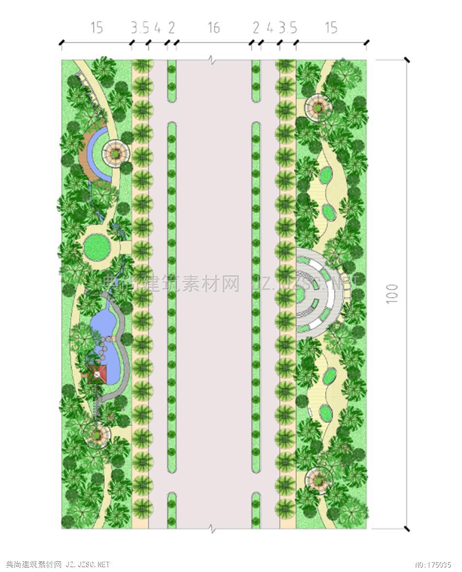 路侧绿带设计jpg图片 道路景观效果图jpg图片