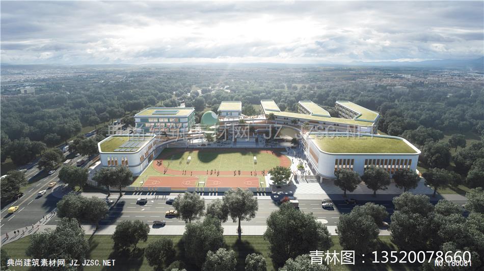 学校建筑效果图202106091-汉嘉张工-兴义市第十一小学--半鸟瞰-sxl(zxk)