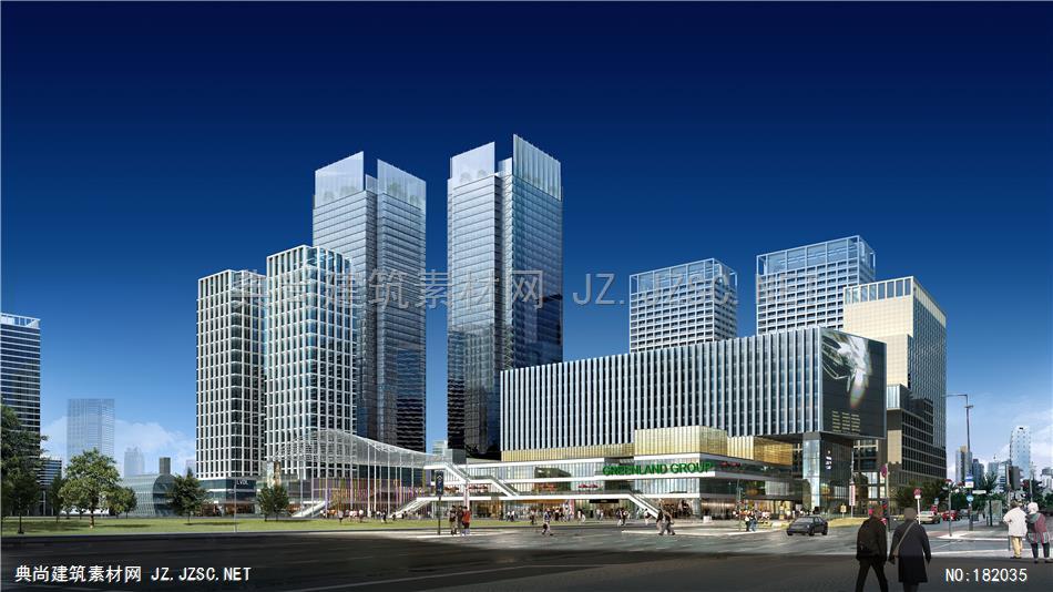 UNIT-郑州西广场透视白天建筑效果图
