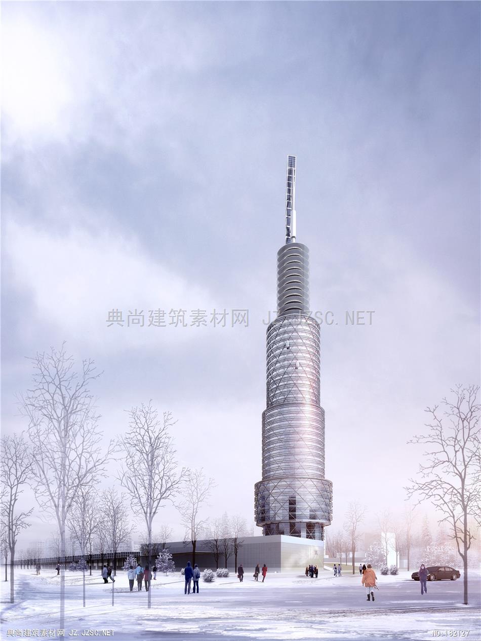 wwcot-绥中创业大厦雪景建筑效果图