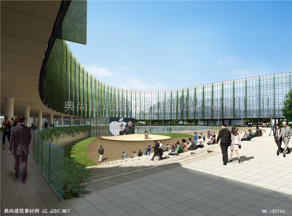 ARQ-上海国际研发总部方案1透视白天建筑效果图