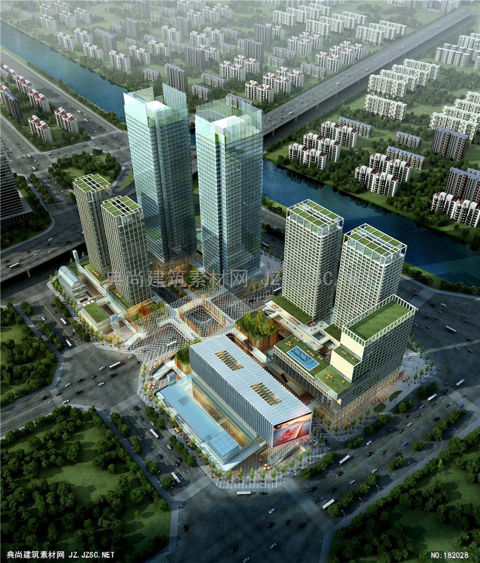 UNIT-郑州西广场1鸟瞰建筑效果图