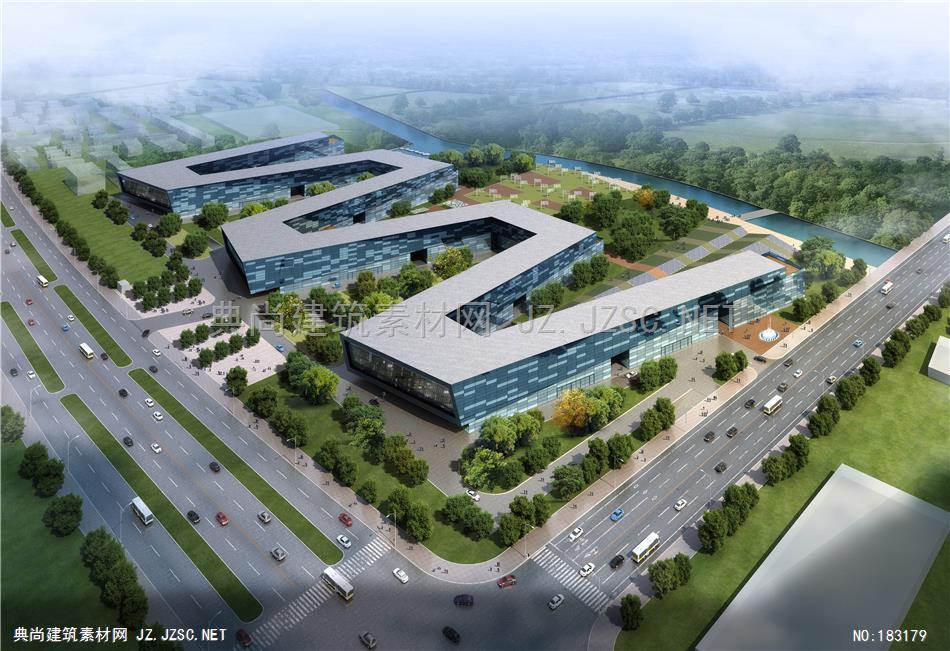 ARQ-上海国际研发总部方案3鸟瞰建筑效果图