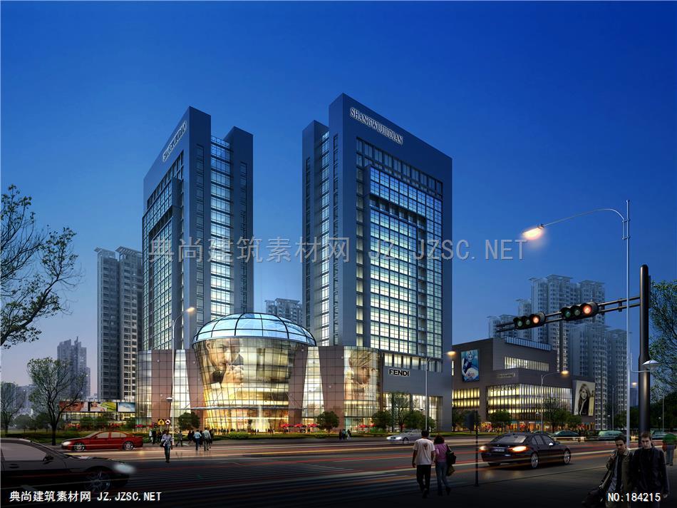 江苏院上海分院--世贸中心夜景建筑效果图