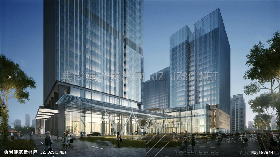 高层办公楼设计效果图X20190158-B-ts10-ye-f1-lj01_wq