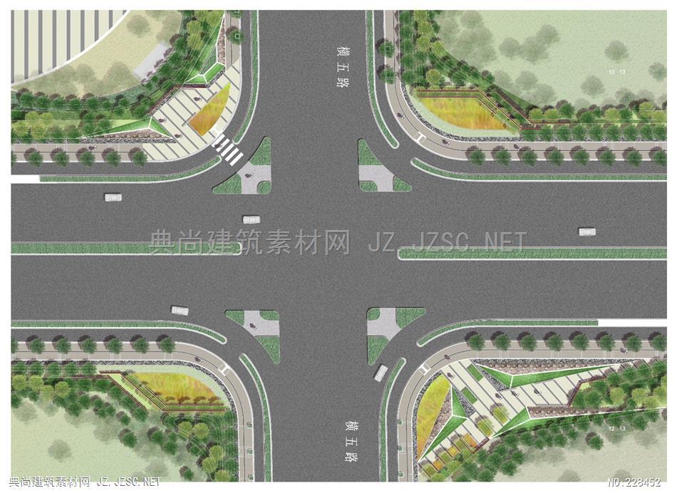 1-PSD彩色总平面图01 道路景观psd