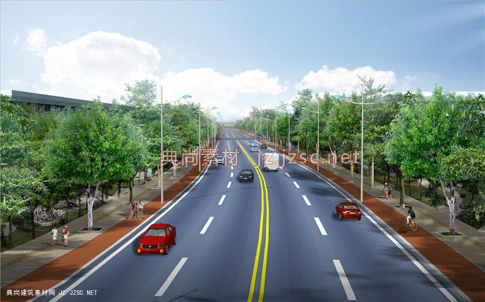 五号路断面透视_06-09_道路绿化鸟瞰效果图jpg图片