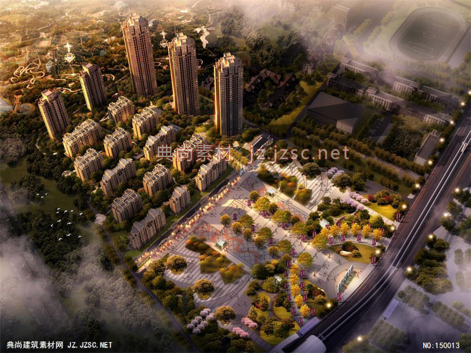 美天。公园王府08 住宅建筑效果图 住宅效果图