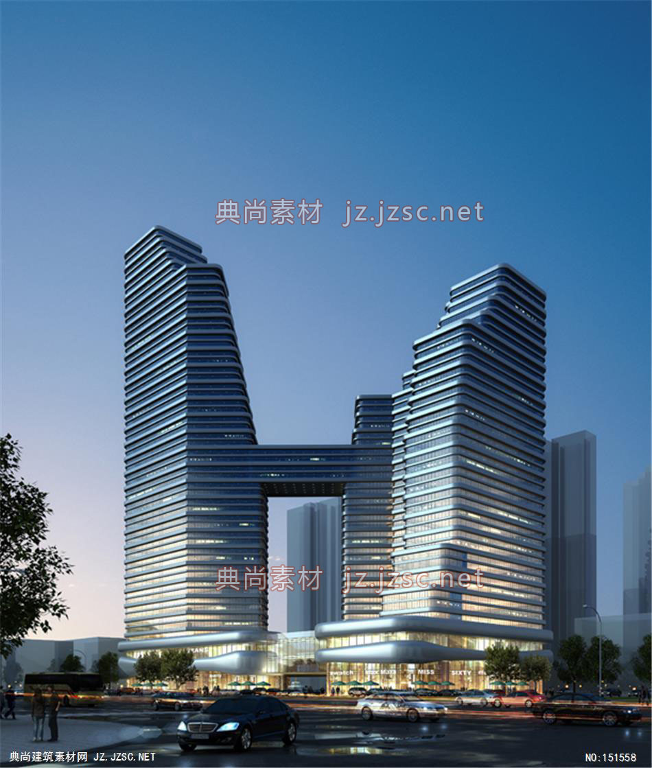 宁夏福建商会大厦高层办公效果图+交通及医疗建筑效果图