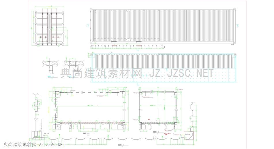 40英尺集装箱  工业风 集装箱图纸 货柜 施工图