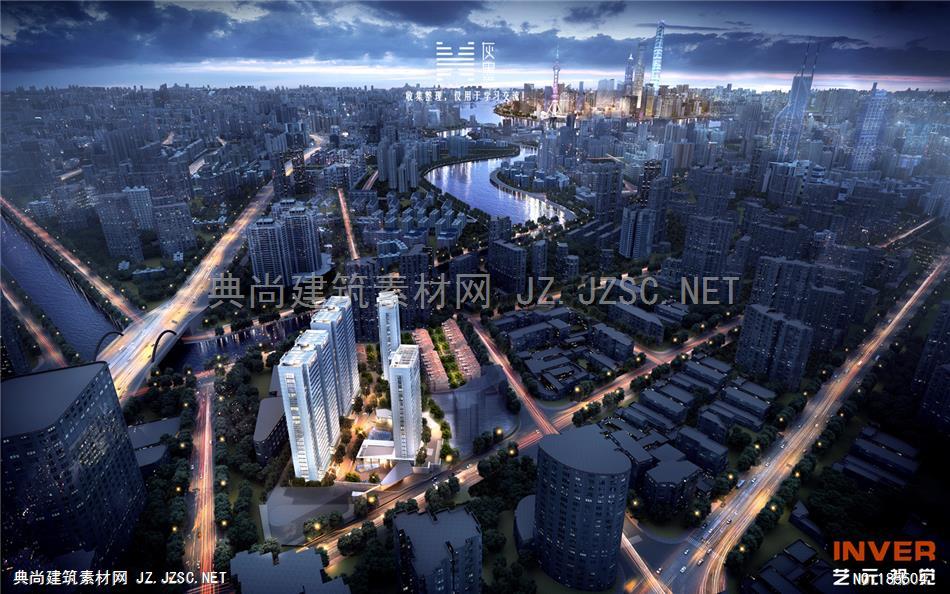 -鸟瞰夜景公建鸟瞰-夜景-公建05建筑效果图